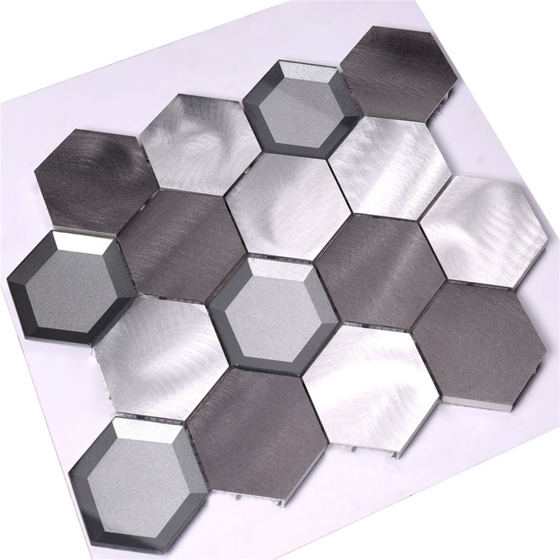 Aluminiummetallblandning Glas Hexagon Mosaic Tile för Kitchen Wall Backsplash