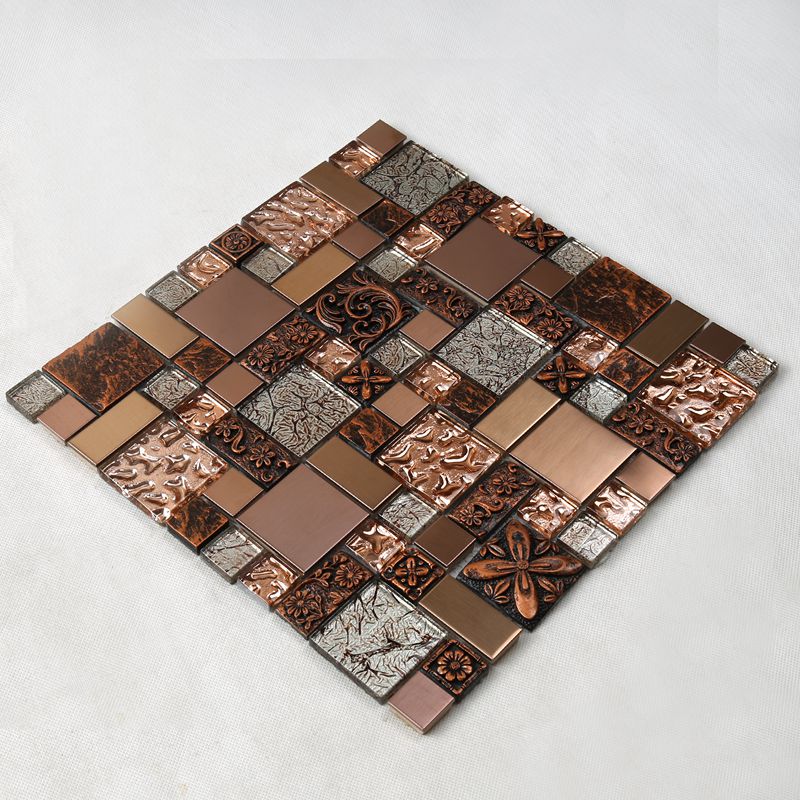 Lyxig antik rosaguldfolieglas snida harts Kök Backsplash Mosaic Tile