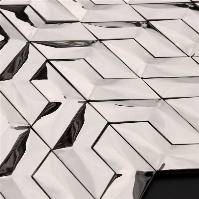 3D-effekt Silver Mirror Metal Mosaic Wall Tiles