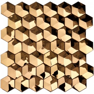 Lyx 3D guld hexagon metall väggtegelplattor Art Decor