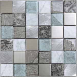 Den senaste designen av blandat marmorglas i aluminiummetallglas för kök för backplashväggar