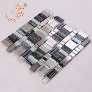 AE48 Byggnadsmaterial Rostfritt stål Mix Harts Crystal Glass Mosaic TIle Home Decor Walls