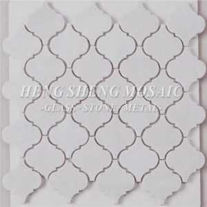HSC43 Carrara White Natural Marble Stone Hexagon Waterjet Lyktaformade mosaikplattor för kök Backsplash Badrumsgolvvägg