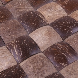 Antik naturlig polerad fyrkantig kokosnötsskal Mosaik dekorativ väggtegel