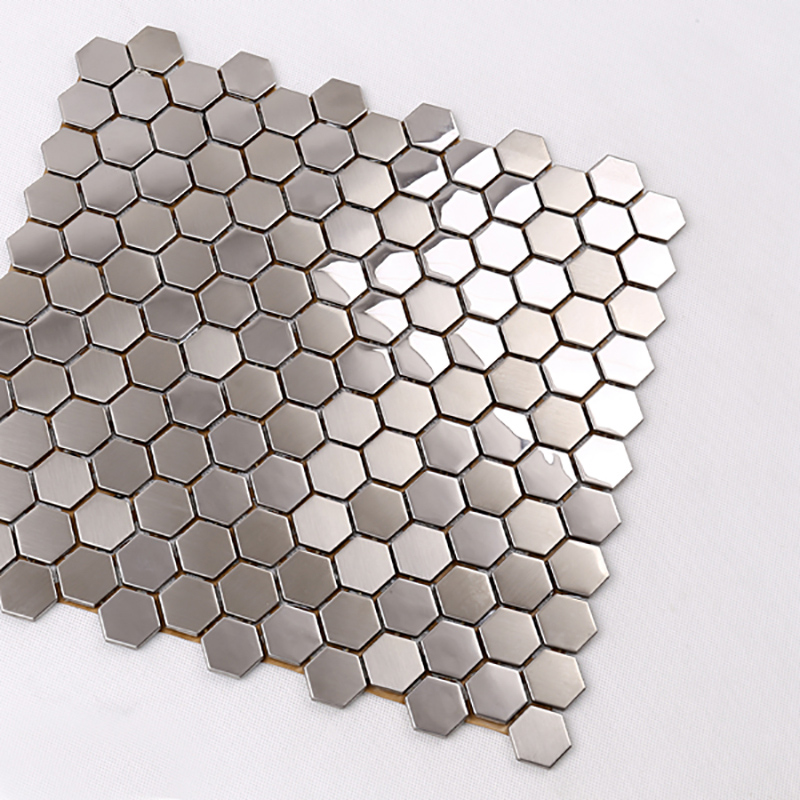 Premium högkvalitativ Hexagon rostfritt stål metall mosaik kök stänk baksida